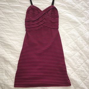 Marilyn Monroe Raspberry Dress with Black Stripes